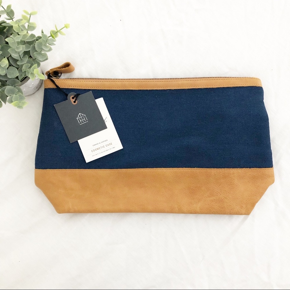 NWT | Magnolia | Leather & Canvas Cosmetic Bag